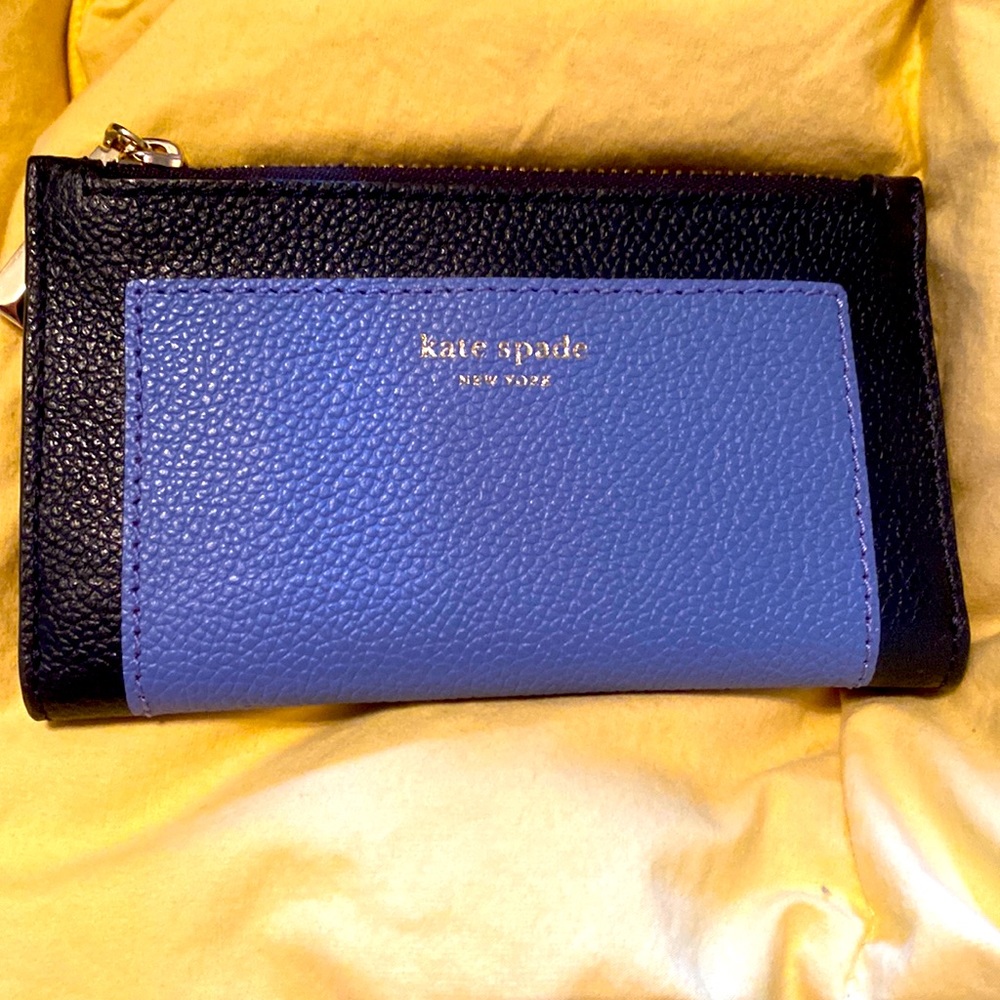 Kate Spade small folded blue wallet